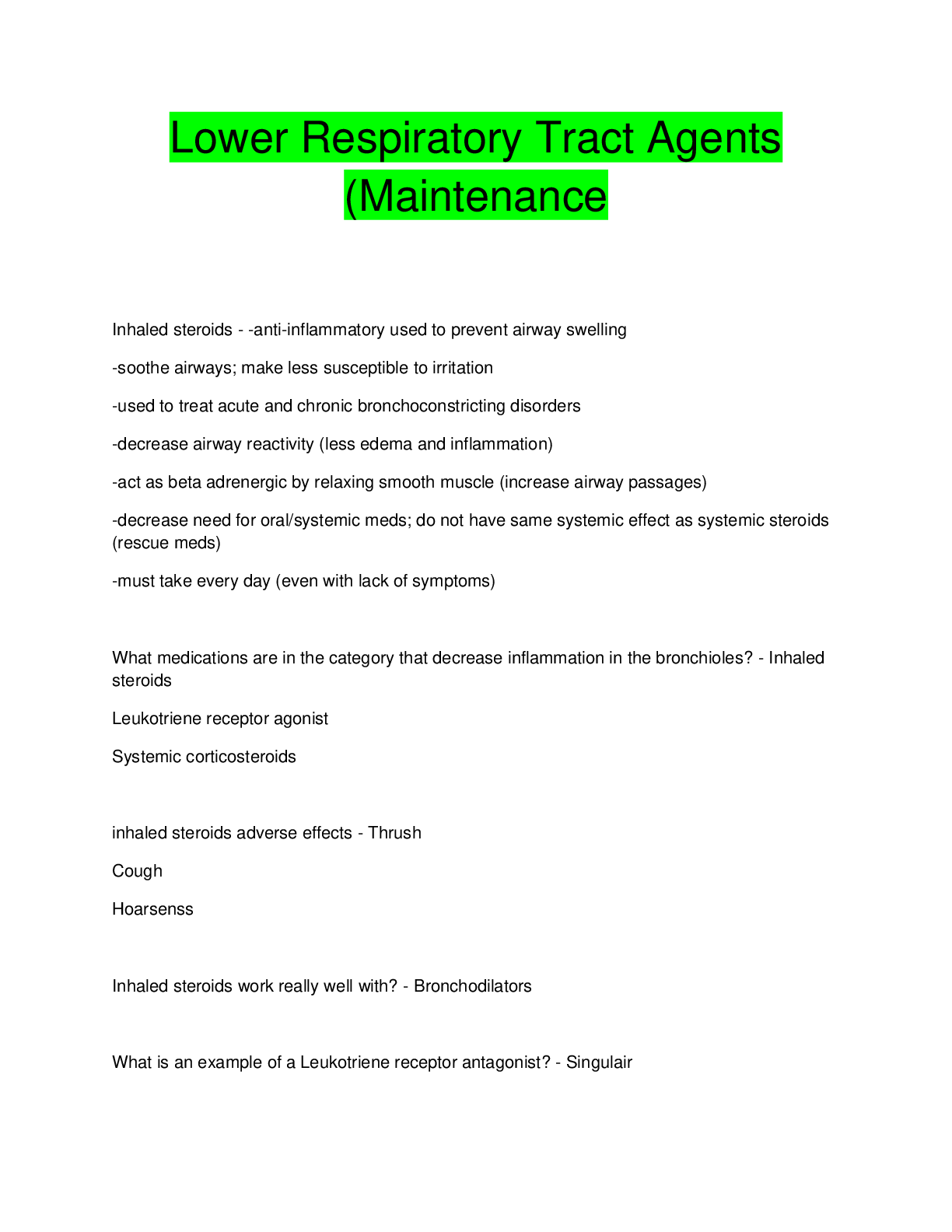 Preview image for Lower Respiratory Tract Agents  (Maintenance